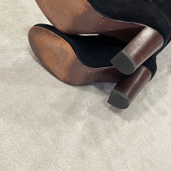 Coach Black Suede Therese Fringe Knee High Boots Size 7 - Picture 11 of 12